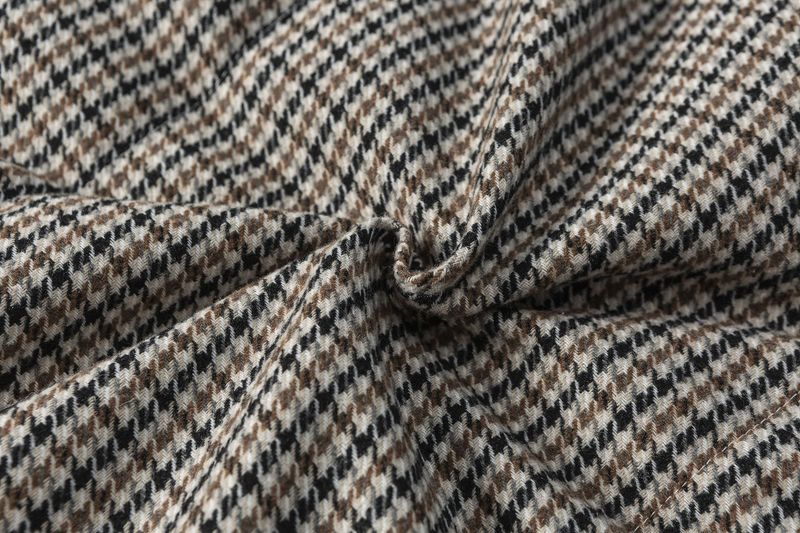 Piumino retrò pied de poule – Piumino d'anatra 550FP (unisex, collo alto, resistente a -20°C, fodera antistatica, M-XXL)_voghion.com