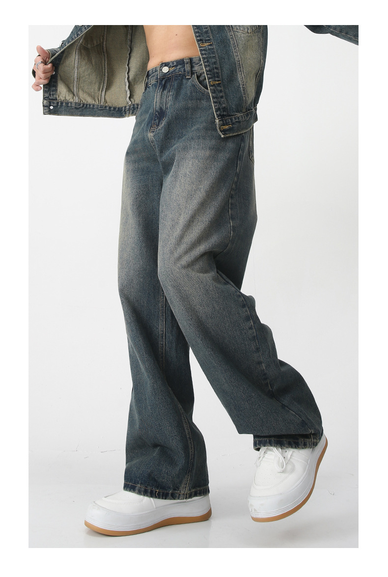 Herre vårlig denimbukser, jakke, dress, vintage_voghion.com
