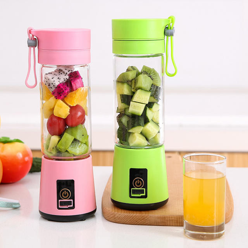 Langmayue 380ml Portable USB Electric Fruit Mixer Juicer Machine Home Blender Squeezer-Blue 2-Blade_voghion.com