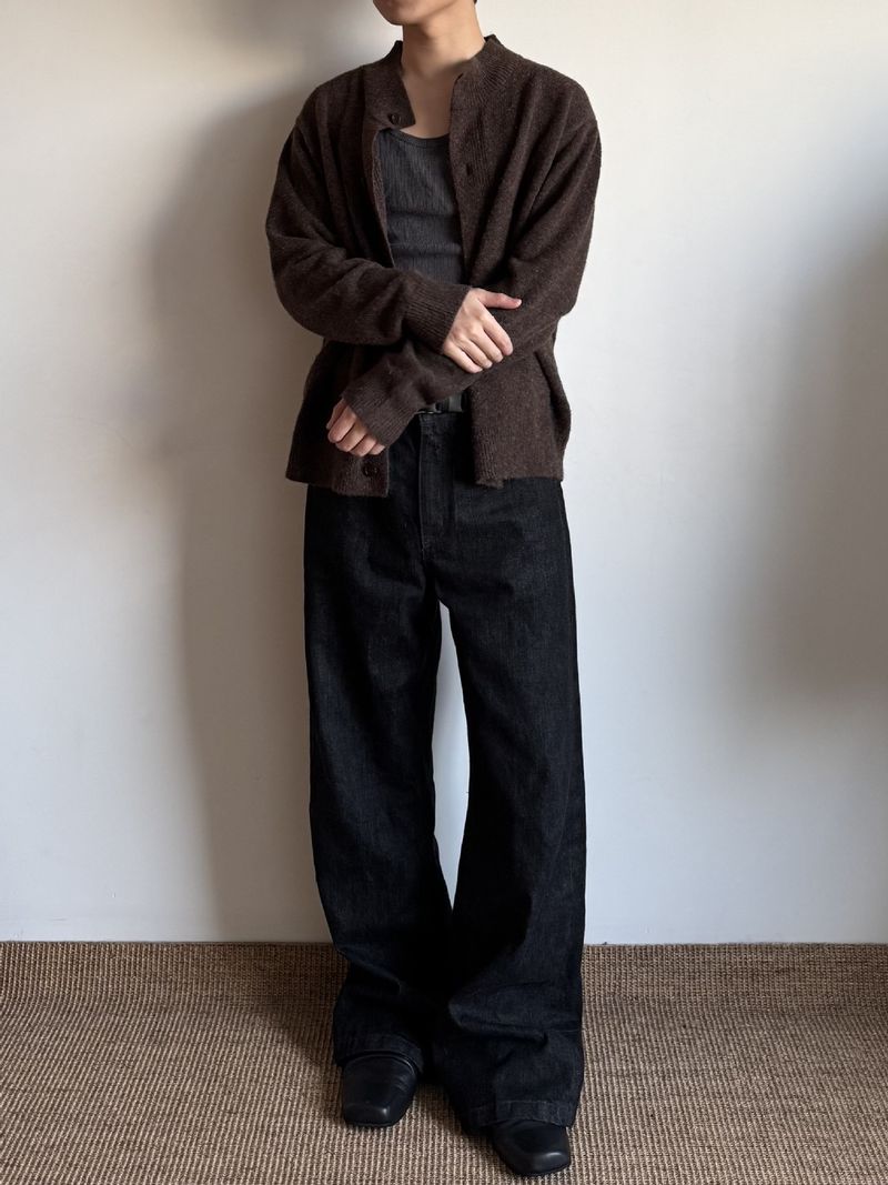 Autumn Winter Floral Wool Blend Half Turtleneck Sweater Unisex Cardigan Old Money Brown Gray Versatile Cleanfit_voghion.com