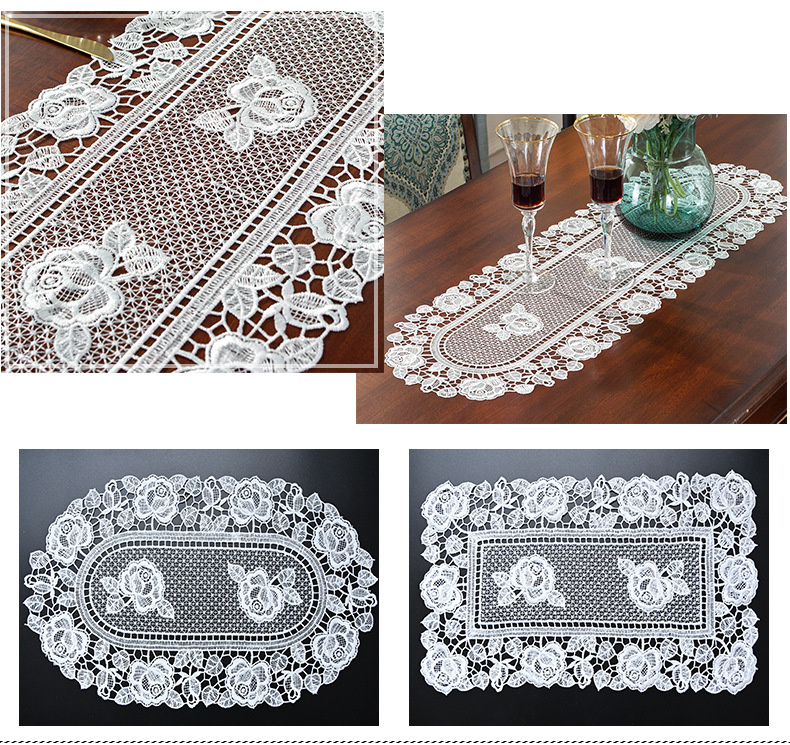 Japanilainen Korean All White Vesiliukoinen Pitsi Pöytä Lippu Pöytä Matto Pöytämatto Tee Pöytäliina Ontto TV Kaapin Kansi_voghion.com