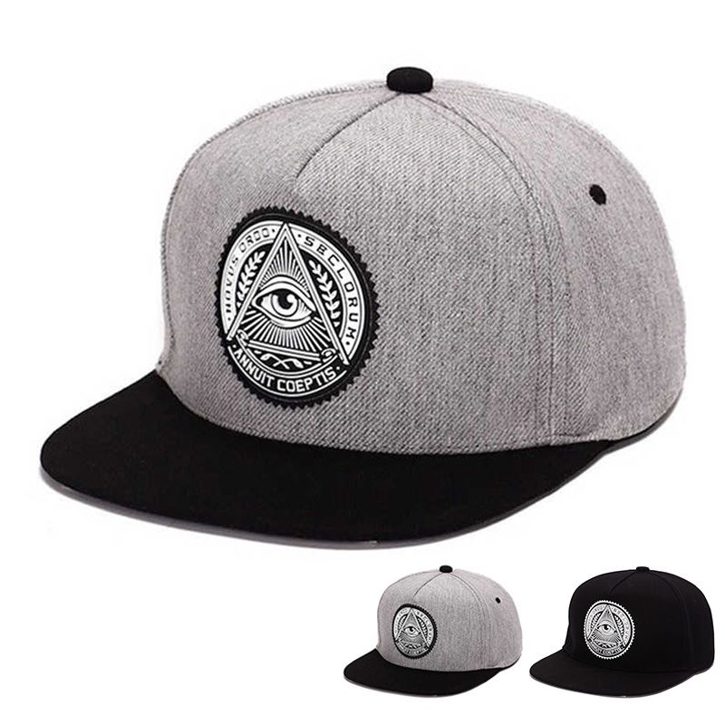 Moda 5 pannelli snapback in cotone occhi di Dio patch in plastica berretti da baseball a tesa piatta cappello hip hop Cappellini da camionista per uomo donna_voghion.com