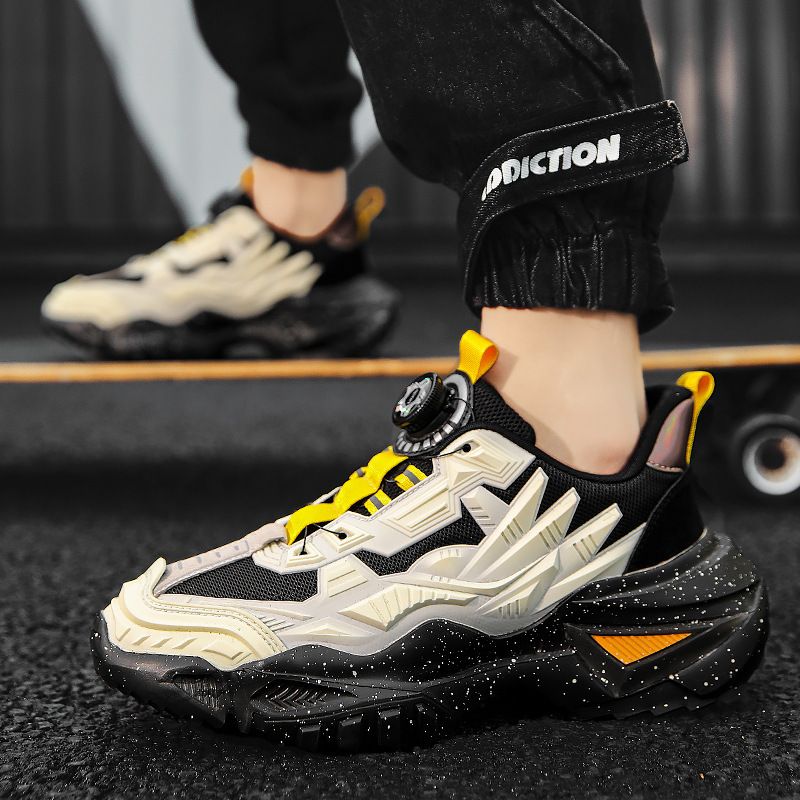 Men's with high aesthetic value, new casual versatile couple shoes, rotating button mecha combat boots, shock-absorbing_voghion.com