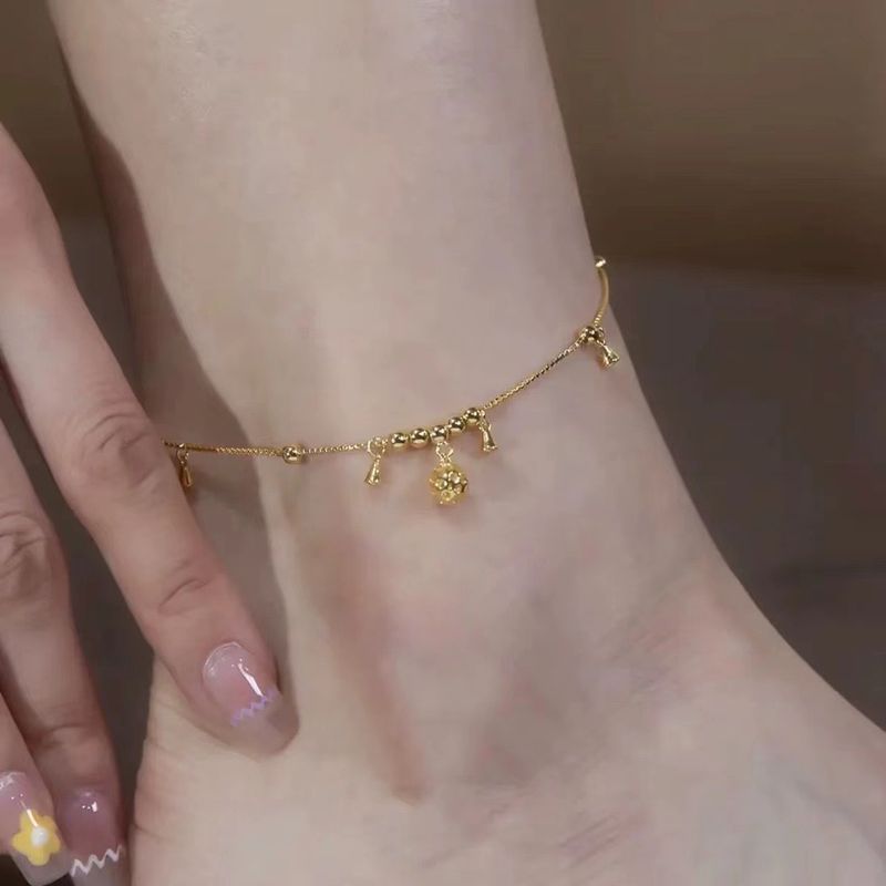 Palla squisita di tendenza nazionale per le donne, design di nicchia di alta qualità, cavigliera a campana con perline portafortuna, gioielli per i piedi, zodiaco_voghion.com
