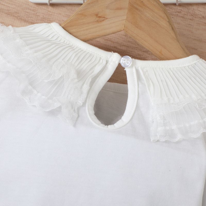 Mutter & Kinder Kinderkleidung Mädchen Einfarbiger Pullover Langarmoberteil Denim Offene Tasche Faltenrock Multi Schnalle Gürtelanzug_voghion.com