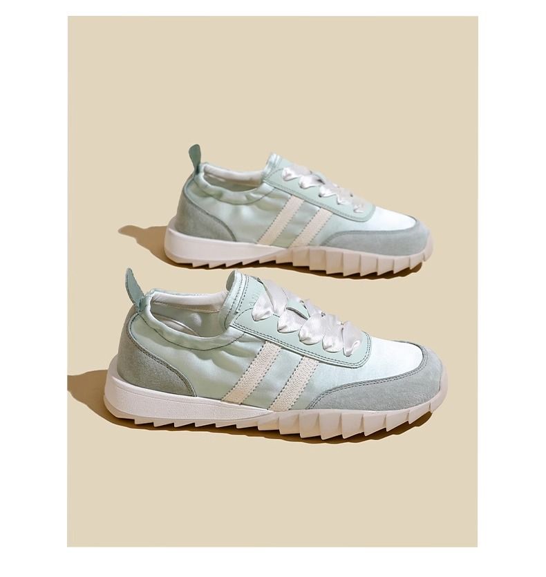 Satensko srebrne tenisice za trčanje Forrest Gump za žene, proljeće 2024., nove, od prave kože s mekim dnom, neklizajuće, u retro boji, njemačke tenisice za trening, u skladu s bojama_voghion.com