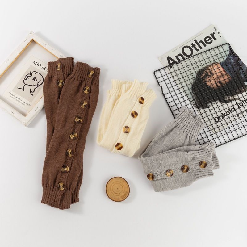 Calentadores de piernas de punto dividido para mujer, botas calcetín de canalé grueso, accesorios de capas de invierno inspirados en el Y2K_voghion.com