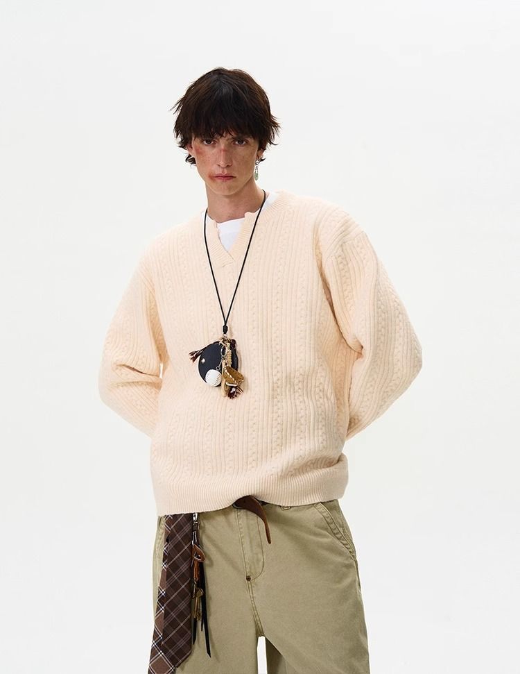 Herren Vintage Zopfmusterpullover – CleanFit Oversized Pullover (M-3XL, Polyestermischung, knitterfrei)_voghion.com