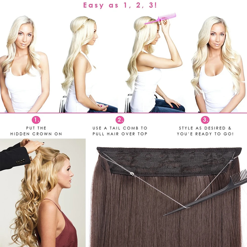MERISIHAIR – Extensions synthétiques ondulées sans Clip, faux postiche Secret caché, faux postiche avec une ligne de poisson_voghion.com