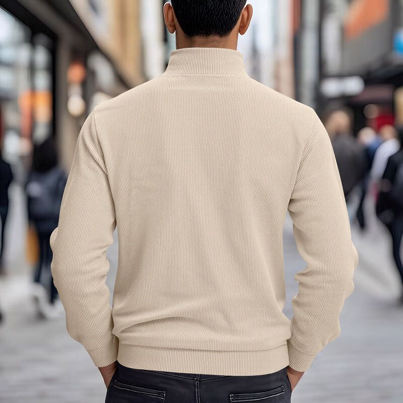 Autumn American Heavy Corduroy New Simple Versatile Multi Pocket Long Sleeved Stand Up Collar Jacket Men's Clothing_voghion.com