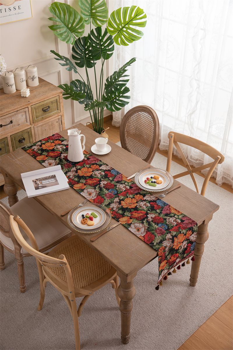 Nuovo copritavolo da caffè in stile americano con nappa in jacquard di poliestere, copriletto e copriletto_voghion.com