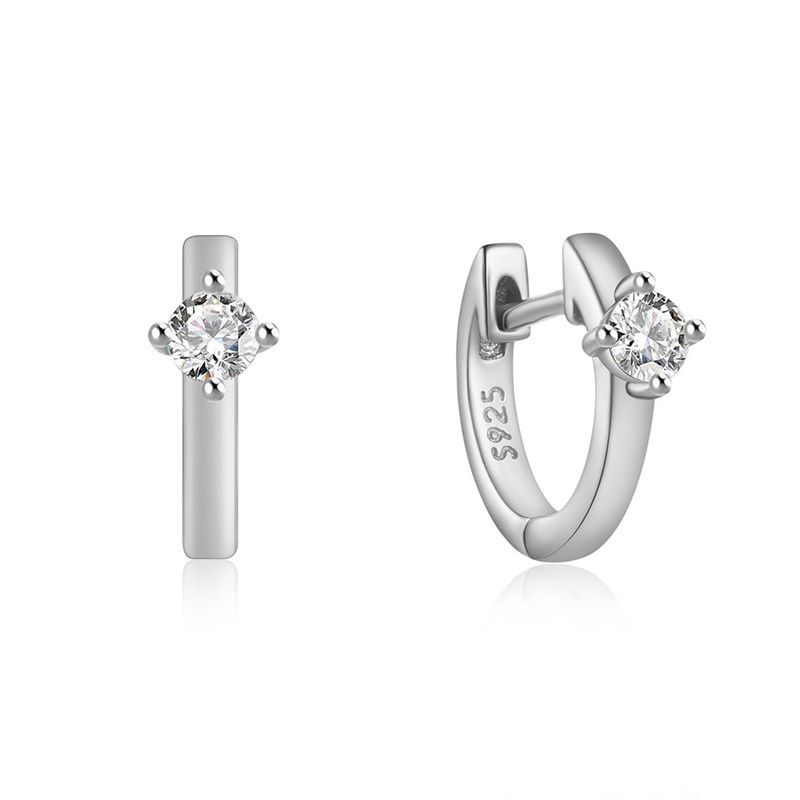 Women's Jewelry Simple S925 Sterling Silver Classic Light Luxury Personality Double Row Diamond Earrings Huggie Earring_voghion.com
