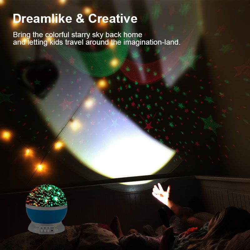 Lâmpada de projetor de estrelas para crianças, quarto, luz noturna LED, decoração de lâmpada de bebê, berçário rotativo, estrelado, lua, galáxia, projetor, lâmpada de mesa_voghion.com