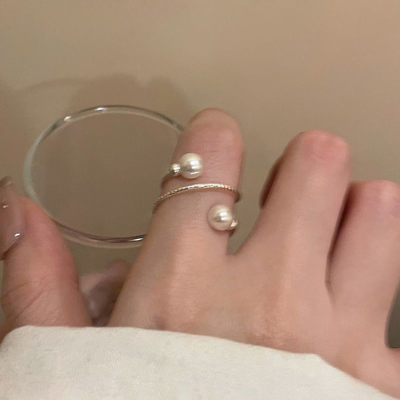 Leichter Luxus-Perlenring für Damen, offenes Design, einzigartiges Nischendesign, hochwertige Anmutung, Ring für den Zeigefinger, personalisierte Mode._voghion.com