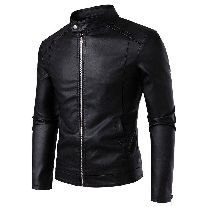 Giacca in pelle spessa, versatile, foderata in pile, vestibilità slim, da uomo, autunno inverno 2025, nuova taglia forte_voghion.com