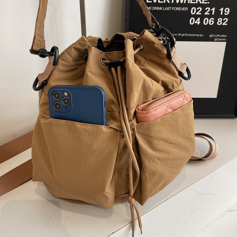 Zaino a tracolla da donna, casual, con coulisse, grande capacità, leggero, portatile, in nylon_voghion.com