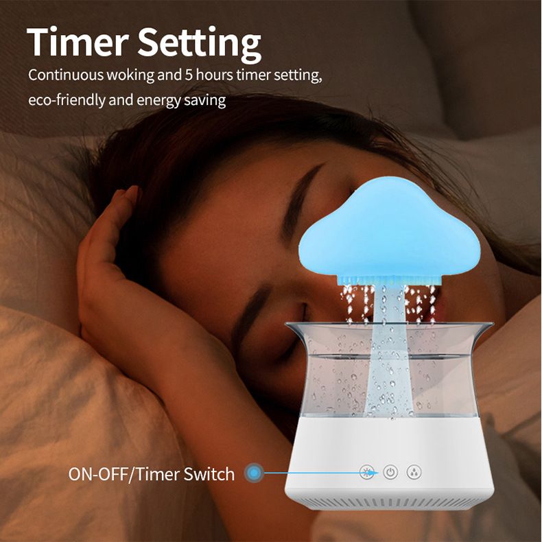 Pilzwolken-Luftbefeuchter für Zuhause – 500 ml Ultraschall-Luftbefeuchter mit großem Nebel und Diffusor für ätherische Öle, Nachtlicht, Fernbedienung, automatischer Abschaltung_voghion.com