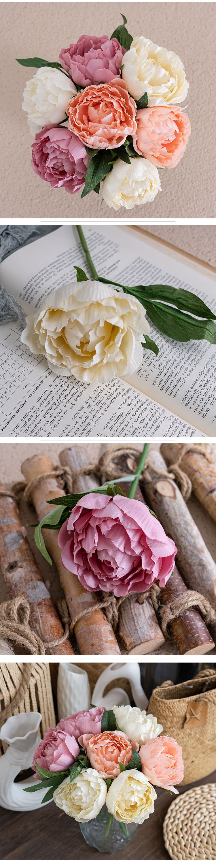 Artificial Flower Purple Smoked Single Branch Peony INS Style Artificial Flower Manufacturer Home Decoration_voghion.com