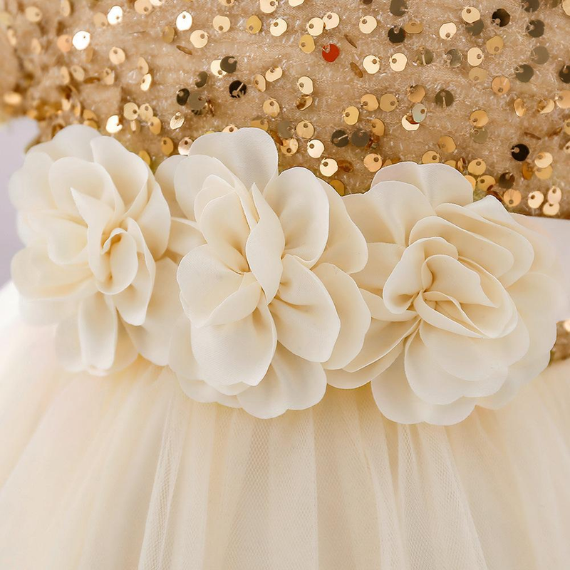 Vestito da damigella d'onore a maniche corte scintillante per Pasqua e Natale, da principessa, con tutù e paillettes, per matrimoni e compleanni (70-110 cm, 1-5 anni)._voghion.com