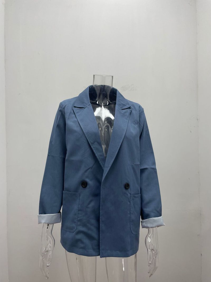Giacca da donna primaverile e autunnale a maniche lunghe in tinta unita alla moda_voghion.com
