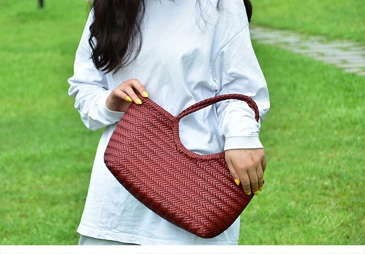 Handtaschen Damen Echtleder Schulter Weben Lässige Einkaufstasche Vintage Große Tragetasche Geldbörse Rindsleder Kreuz Handtaschen_voghion.com