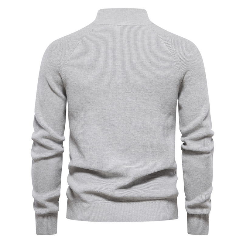 Nieuwe herfst- en wintertrui voor heren in Europese maat, heren met lange mouwen, halve rits, opstaande kraag, effen kleur, casual trendtrui die bij elkaar past_voghion.com