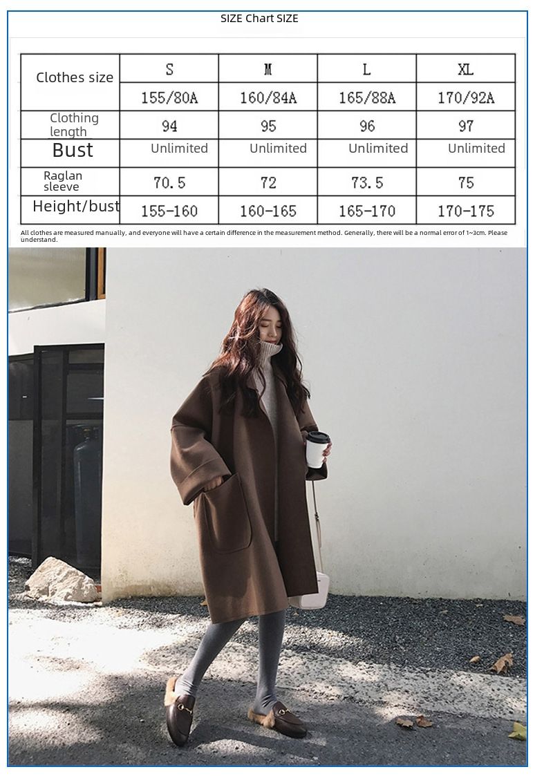 2021 Neue Herbst- und Winterjacke für Damen aus Wollstoff, Studentin im koreanischen Stil, mittellang, große Größe, lockerer Umhang, Hepburn-Mode_voghion.com