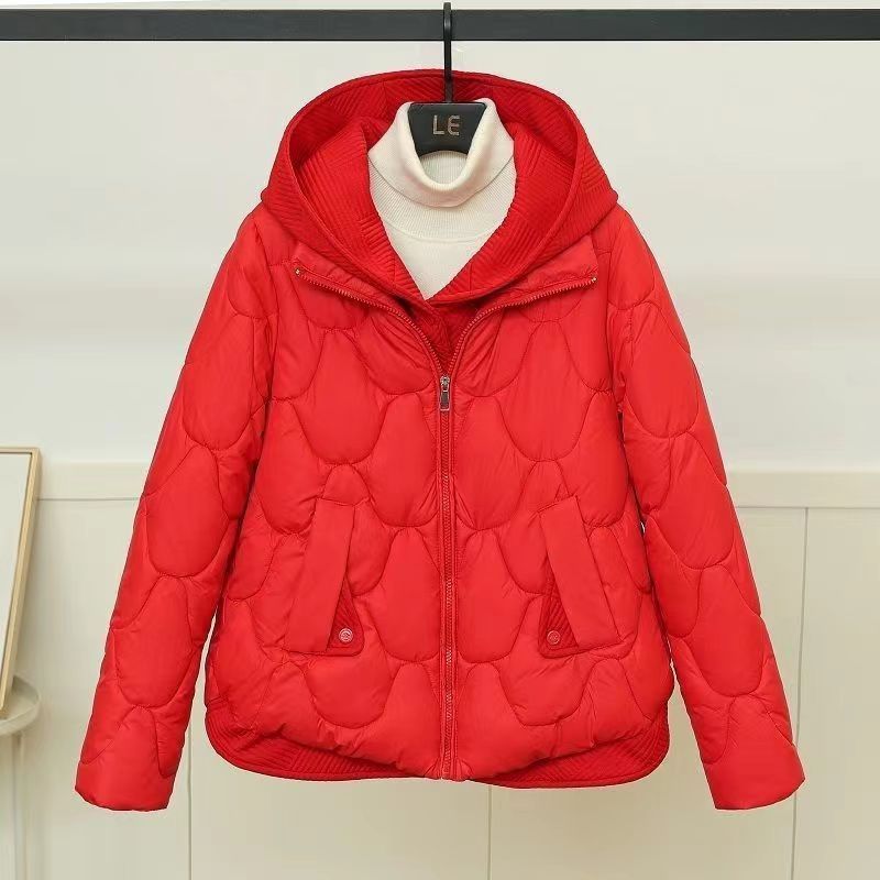Vêtements pour femmes, doudoune d'hiver à capuche pour femmes, style court, manteau imitation deux pièces, coupe ample, tendance, épais, chaud, matelassé_voghion.com