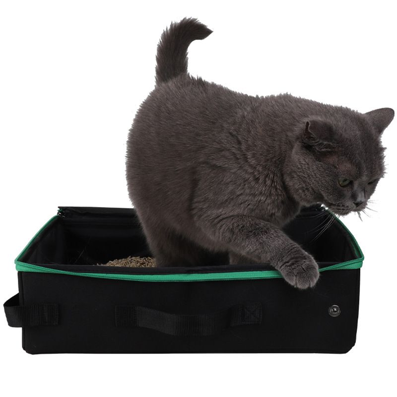 Travel Portable Waterproof Foldable Pan Fabric Litter Box Cat Supplies Storage Bag_voghion.com