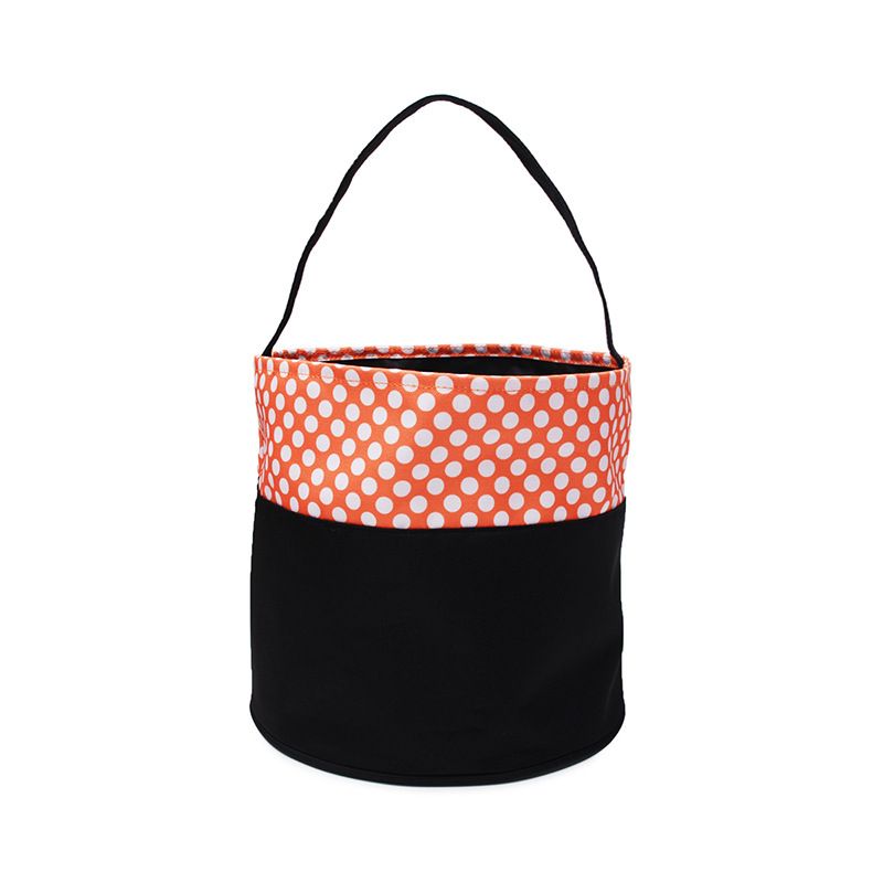 New Halloween candy bag black and white plier cloth hand basket candy storage bucket holiday decoration gift bucket_voghion.com