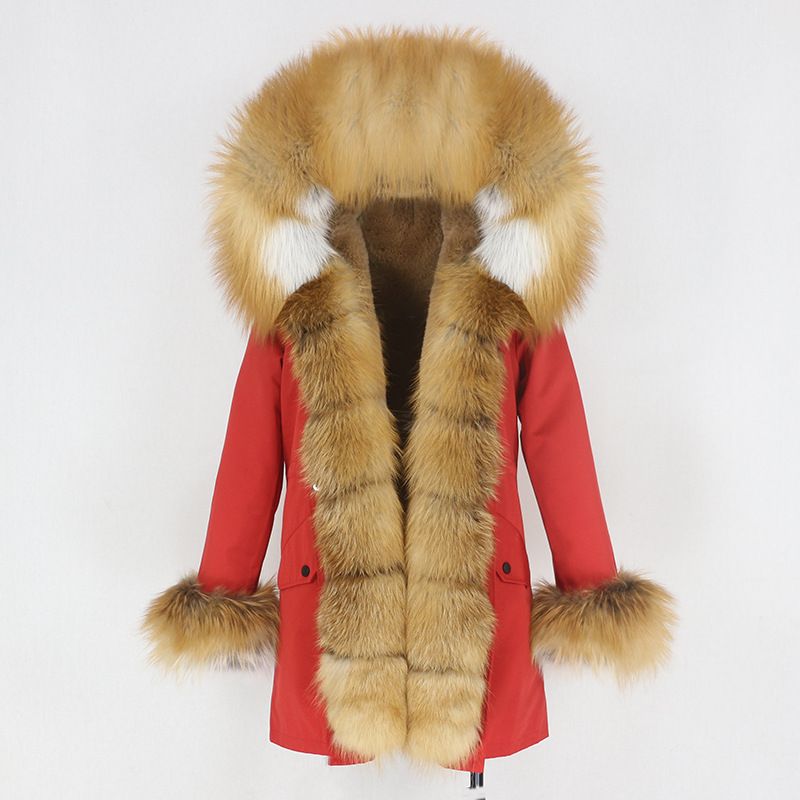 Women's Clothing hot sale winter parka for women with detachable fox fur collar lining fashionable warm ladies mid length coat_voghion.com