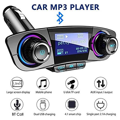 Kit Bluetooth para carro, transmissor FM, carregador rápido USB duplo, kit para carro com receptor viva-voz Bluetooth, cartão TF sem fio, tocador de MP3, acessórios para carro_voghion.com