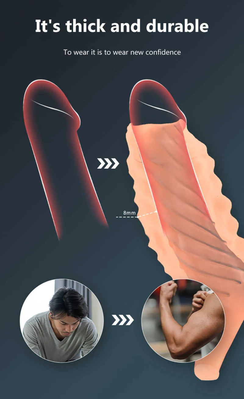 Toy Massager Sex Reusable Extender Sleeve Delay Ejaculation Ring Enlargement Erection Toy for Men Produc_voghion.com