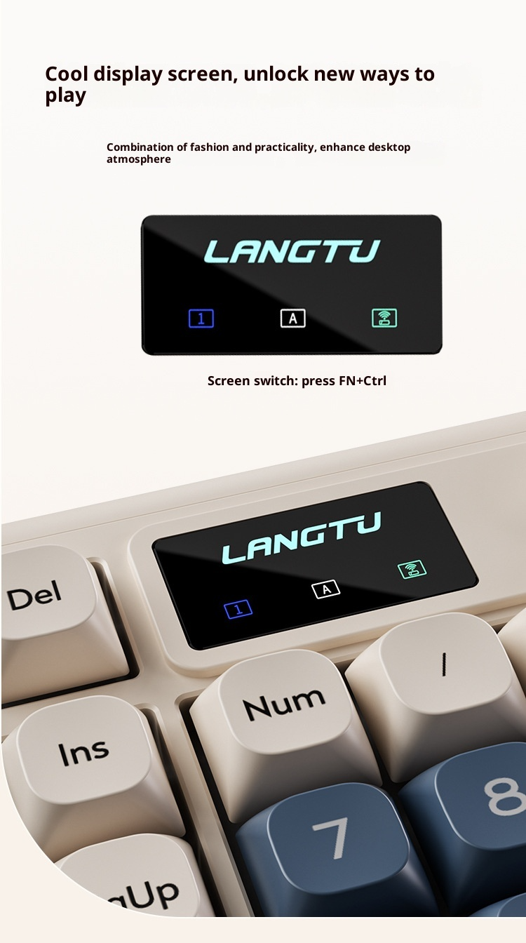 L98 98-Tasten-Kompakt-Kabellose Mechanische Tastatur Mit RGB-Hintergrundbeleuchtung, Knöpfen Und Display | 2,4G Bluetooth Typ-C Triple-Mode-Tastatur Für PC Und Mac_voghion.com