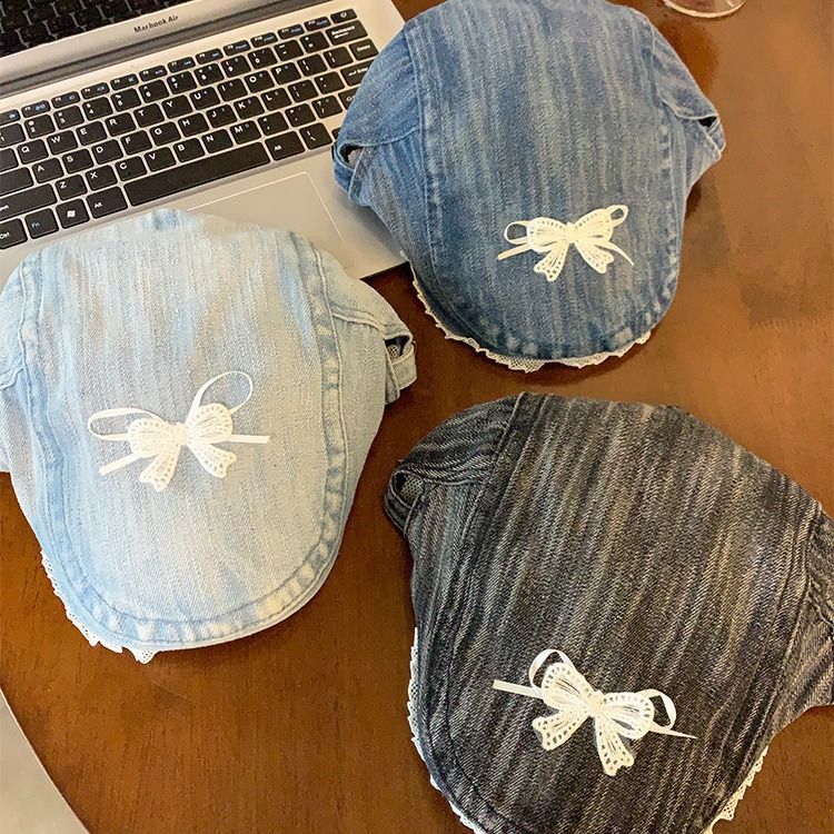 Bow Design Frontkrempe Hut Damen gewaschen Cool Girl Cowboyhut Schatten Entenzunge Baskenmütze_voghion.com
