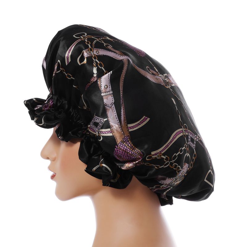 Double Layer Plant Print Nightcap - Spring Floral Design With Breathable Cotton Layers For Comfortable Sleep_voghion.com