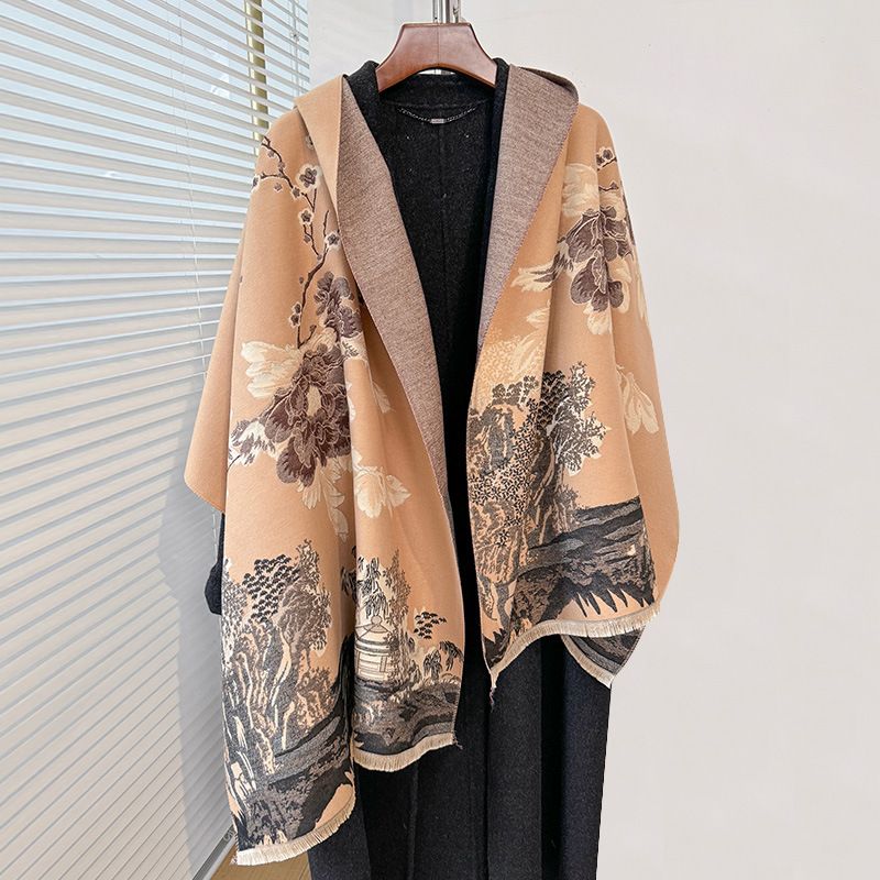 New Autumn Shawl With Chinese Style High-end Scarf, Dual-use Winter Office Blanket, Warm And Luxurious Feeling_voghion.com