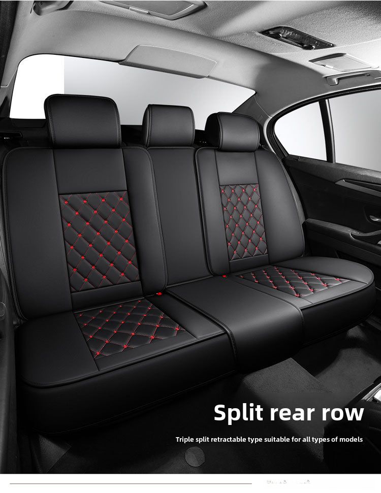 Nueva funda para asiento de coche con diseño de dibujos animados de cabeza de perro universal para las cuatro estaciones con cojín de cuero con diamantes y todo incluido de Crown_voghion.com