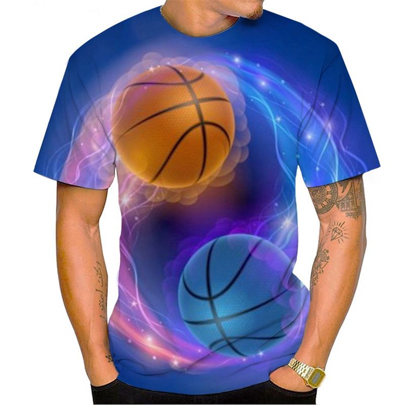 Modisches 3D-gedrucktes Basketball-Held-T-Shirt mit trendigen Kurzarm-Sommerbekleidung für Herren_voghion.com