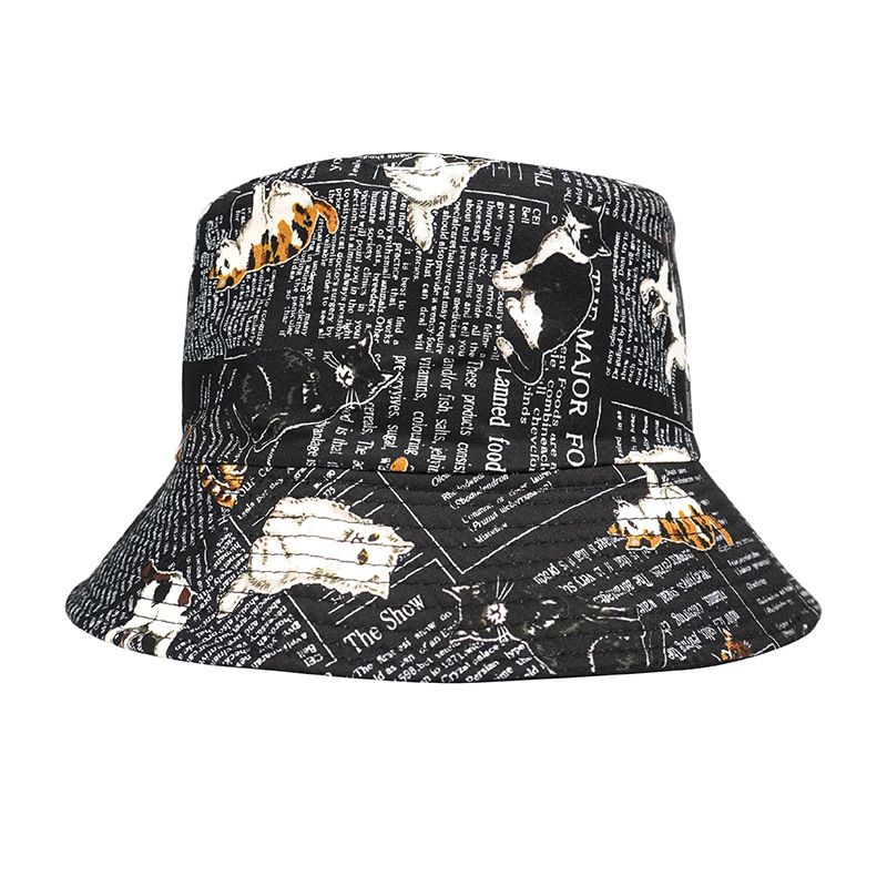 Fashion Bucket-Hats Men Women letter Print Bob Fisherman Cat Cotton Fashion Anti-sun Hip Hop Panama Hat 2024 New_voghion.com