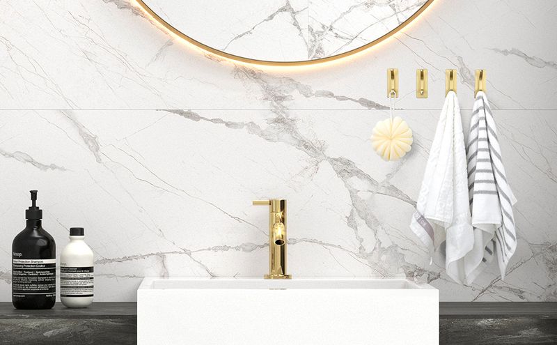 Ganci adesivi in oro spazzolato - Per asciugamani e capispalla_voghion.com