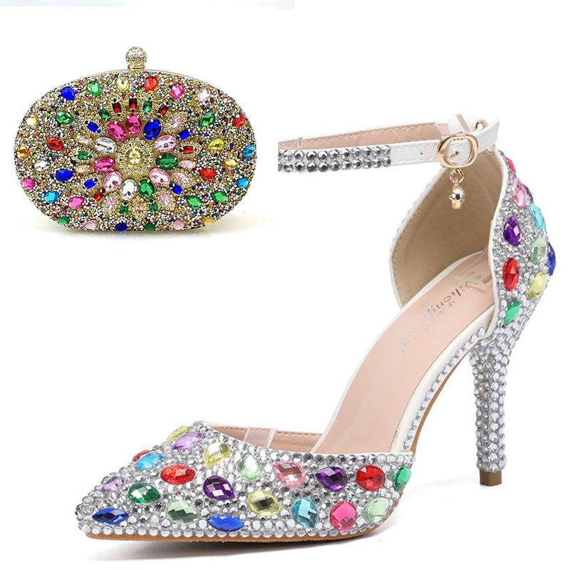 Frauen Schuhe stiletto kombination bankett spitz low top einfarbig hochzeit diamant high heels_voghion.com