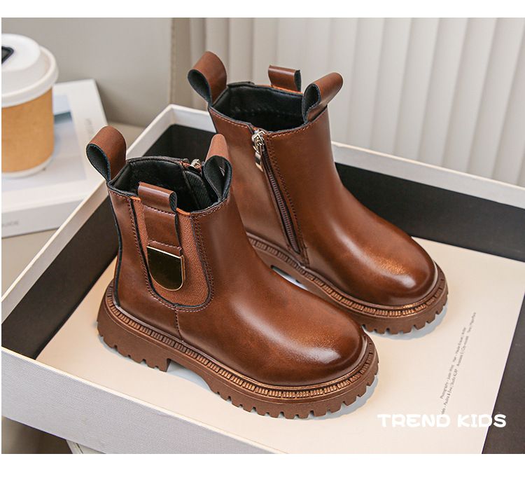 Chaussures pour enfants bottes Martin pour filles printemps et automne 2024 bottes courtes pour enfants de style britannique pour bébés filles bottes en cuir à semelle souple de style occidental_voghion.com