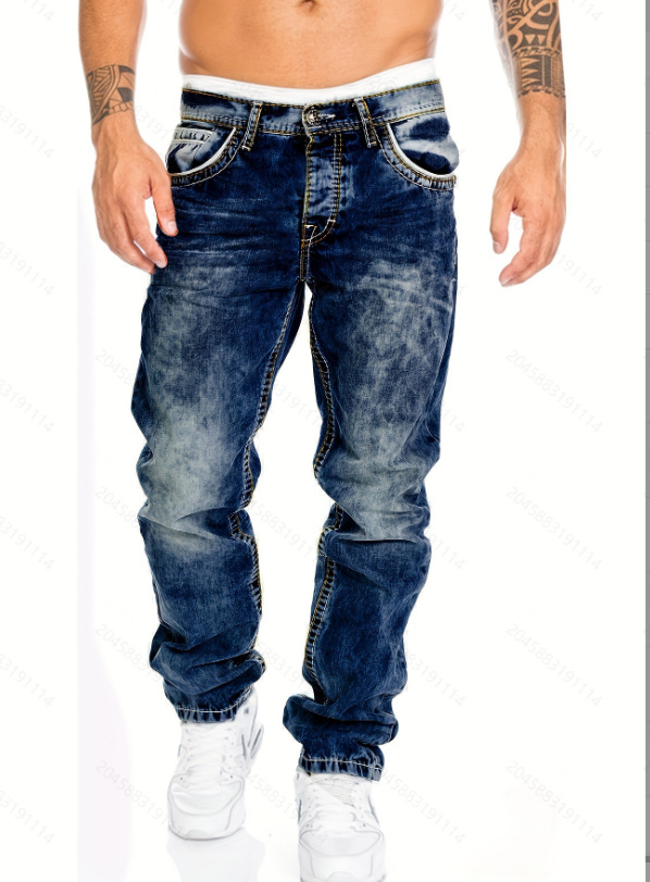 Herrkläder 2024 nya jeans, Casual Top Line byxor, raka skurna herrbyxor, hip hop jeans_voghion.com