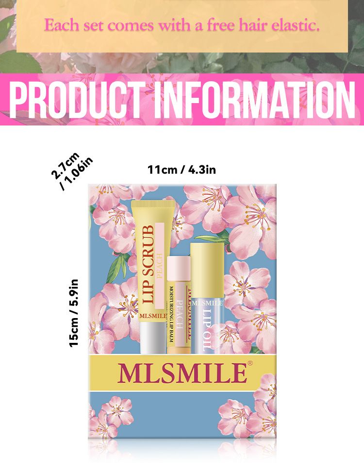 MLSMILE Läppvårdsset Läppskrubb + Läppstift + Läppbalsam + Hårband Presentförpackning_voghion.com