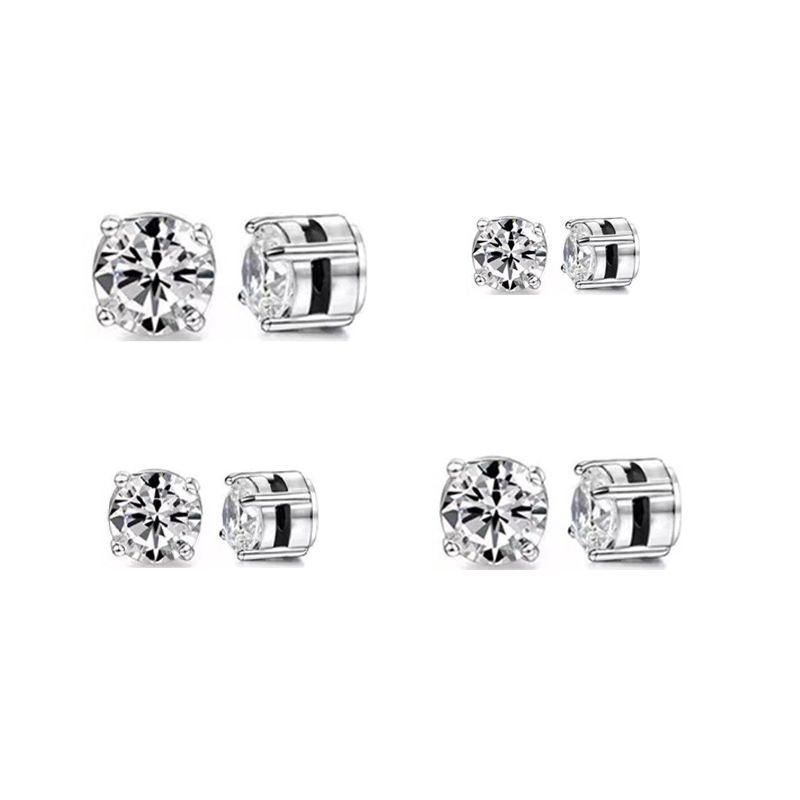 Orecchini unisex in acciaio inossidabile senza piercing all'orecchio, magneti, orecchini con zirconi, orecchini finti alla moda personalizzati_voghion.com