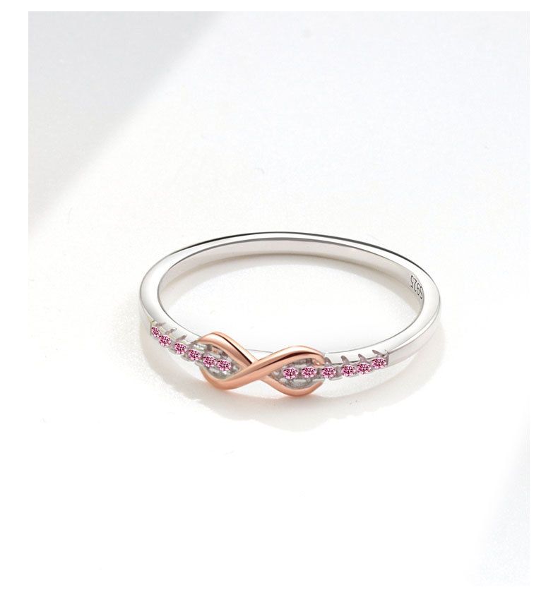 Women's Jewelry S925 Silver Ring Small Fresh Lucky 8 Shaped Ring Inlaid With Zircon Simple And Fashionable Single Row Tail Ring_voghion.com