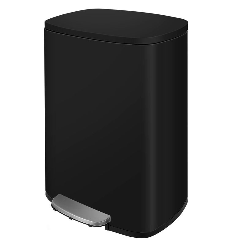 13 Gal (50L) Trash Can With Lid Office Kitchen Step Garbage Bin Stainless Steel_voghion.com