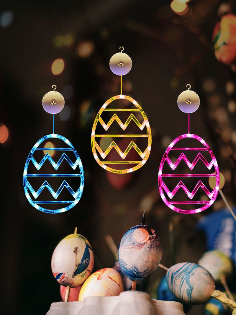 Ostereier- und Hasen-Saugnapflichter – bunte LED-Partydekorationen, hängende Feiertagsornamente für Zuhause, Weihnachten, festliche Atmosphäre_voghion.com