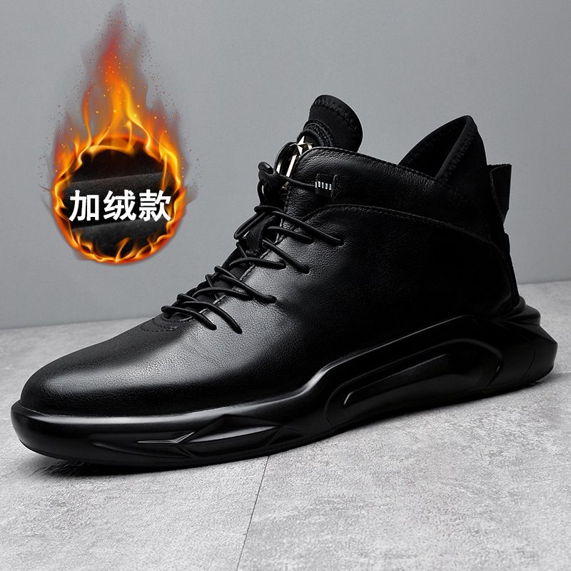 6657 'S Stivali Martin in vera pelle, stile britannico, versatili, alla moda, casual, autunno inverno, foderati in pile_voghion.com